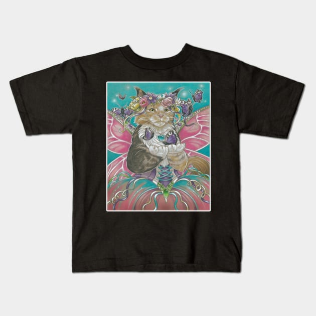 Fairy Cat with Butterflies Kids T-Shirt by Nat Ewert Art
